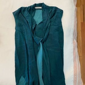 Teal tie accent mm lefleur tank blouse
